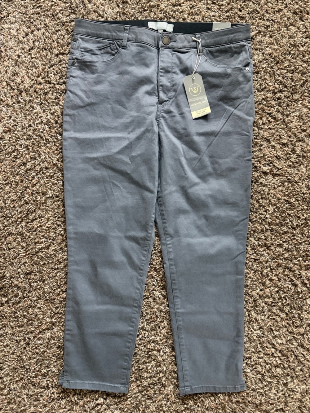 NWT Wit & Wisdom Absolution High Rise Gray Ankle Skimmer Pants, Size 14P